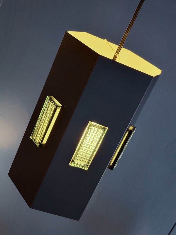 Metall pendel med glassdetaljer vintage Louis Poulsen